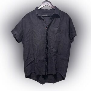 Osklen Men’s Short Sleeve Button Up Linen Shirt Men’s Size Large Black